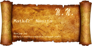 Matkó Neszta névjegykártya